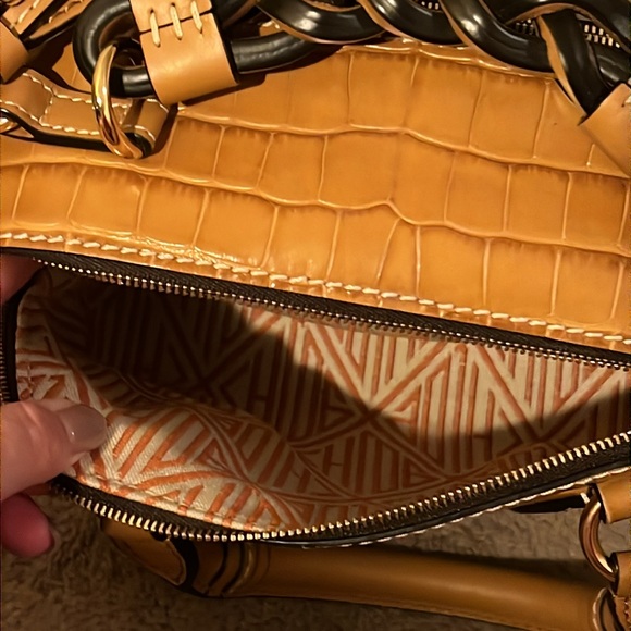 Chloe Small Daria Bag-Autumnal Brown Croc Embossed Leather - Picture 9 of 11